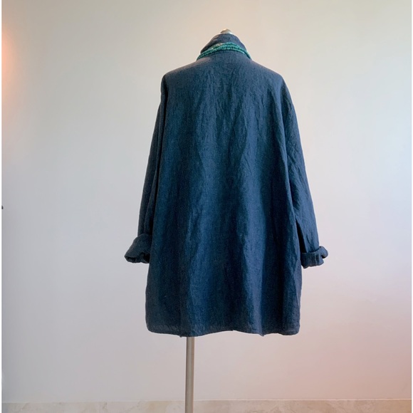 Chic Navy Flax Top Sz 1G/14 - Picture 3 of 5